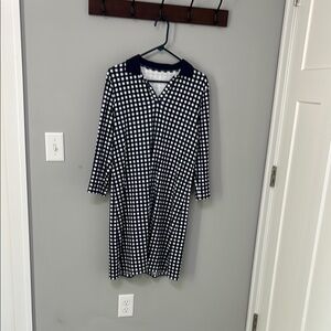 Draper James Black and White Midi Dress with Peter Pan Collar
